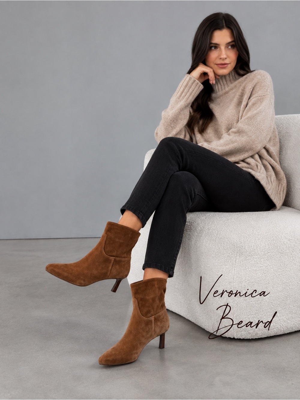 Veronica Beard Chestnut Suede Pointed-Toe Stiletto Ankle Boots